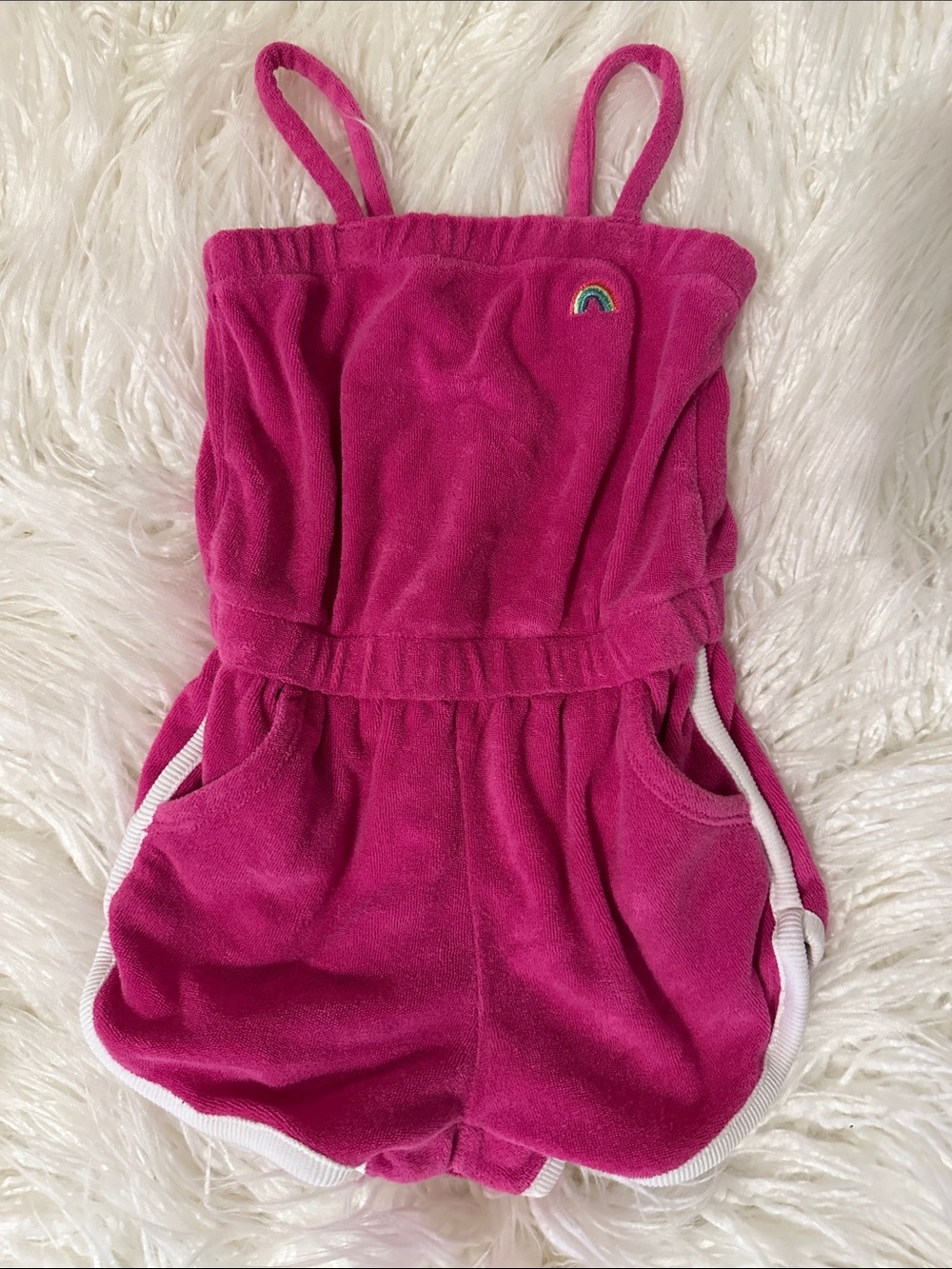 GAP Fuchsia Terry Romper with Rainbow Accent